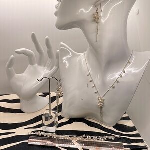 Tiny Pearl Beads & Sterling Silver Chains Set